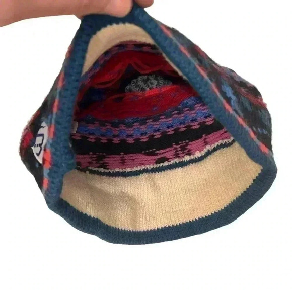 Vintage Murray Merkley 100% wool hat. colorful, whimsy, pom pom beanie. - Picture 3 of 7